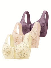 3pcs Wireless Bras Full Coverage Bra Women's Lingerie
