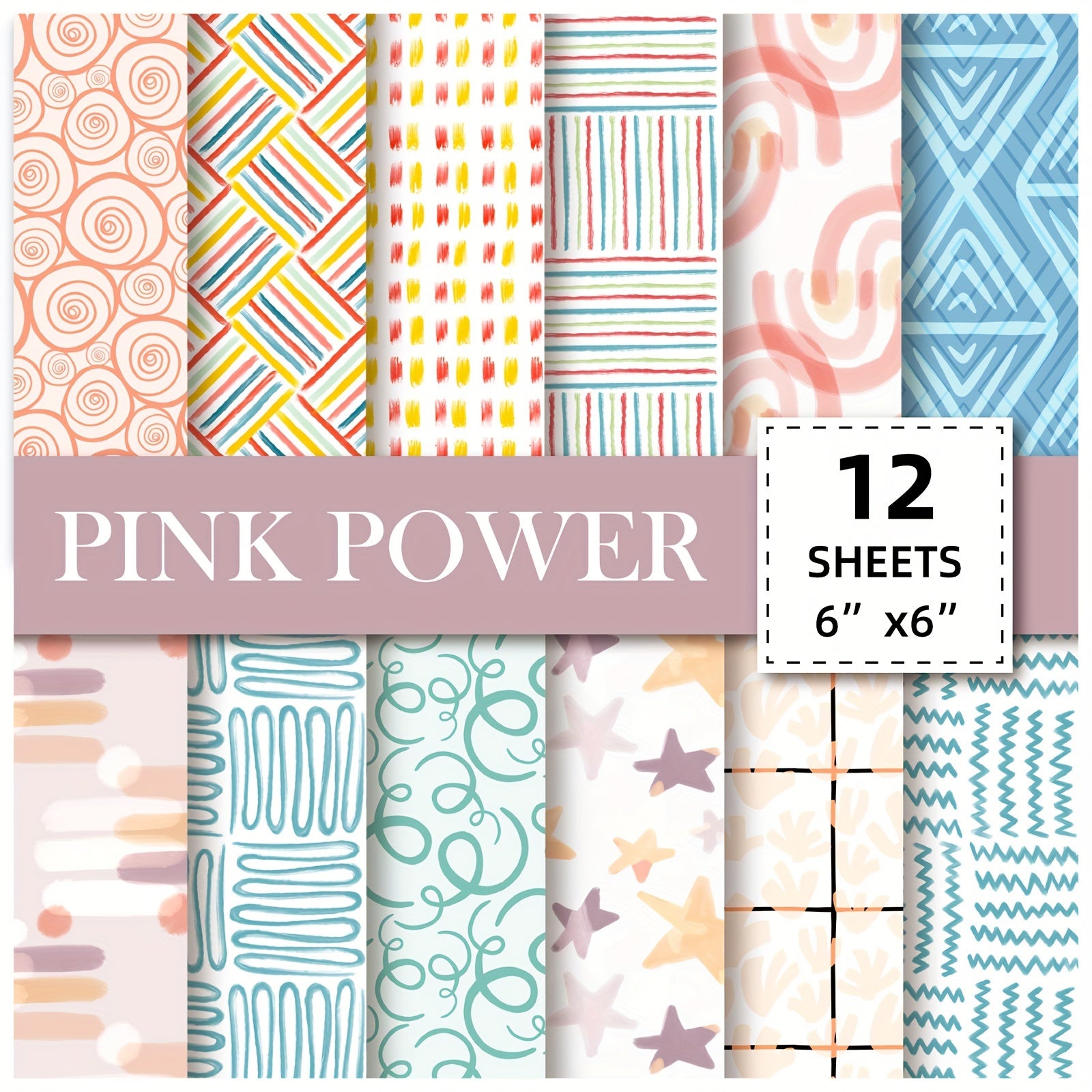 12pcs Bohemian Series Scrapbook Paper Art Card Pattern Paper