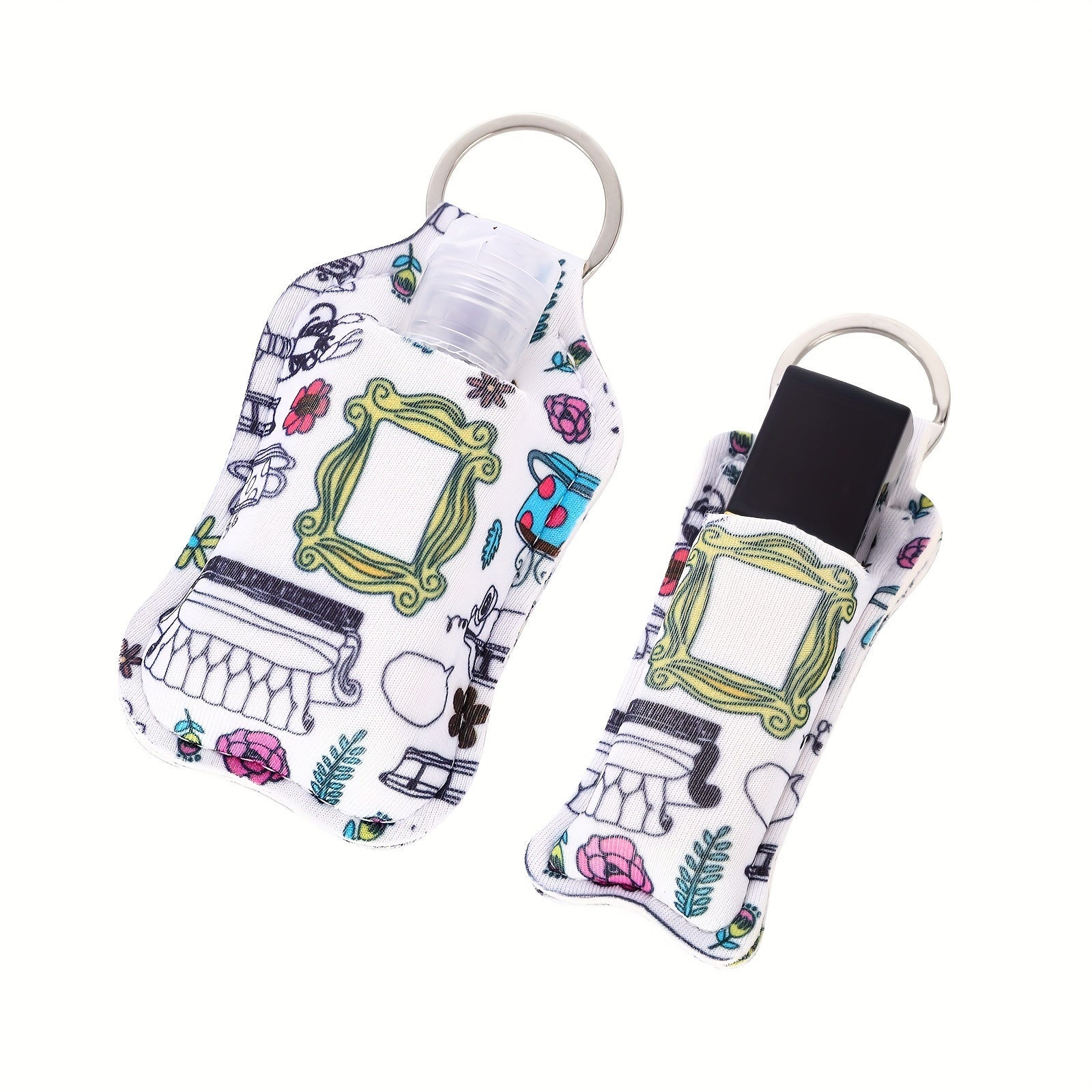 Marble Pattern Lipstick Holder Keychain - Travel Accessory