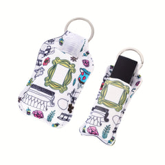 Marble Pattern Lipstick Holder Keychain - Travel Accessory