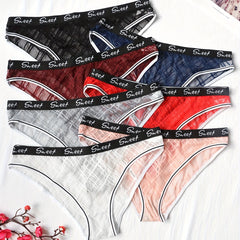 7pcs Plaid Lace Briefs Stretchy Intimates Panties Women's Lingerie
