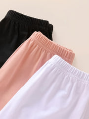 3 Sets Solid Activewear Girls Comfy Sportswear For Outdoor Sports