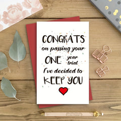 Funny 1 Year Anniversary Card for Boyfriends & Girlfriends