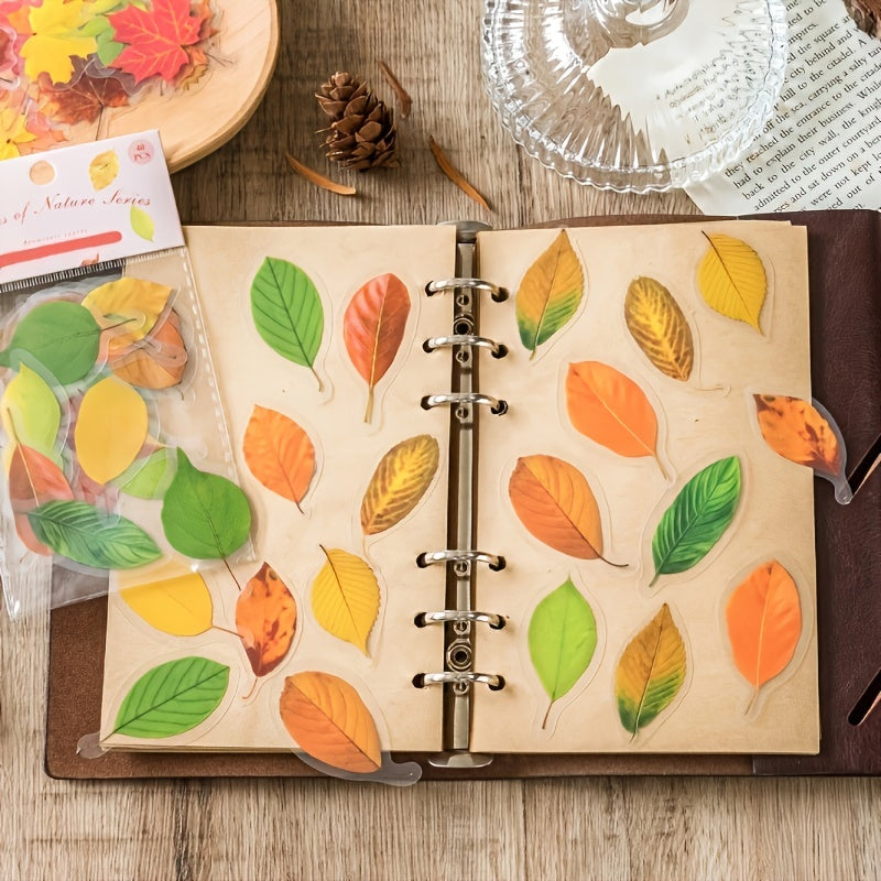 Plant Leaf Stickers Pack Of 40 DIY Decorative Art PET Material Nature Series