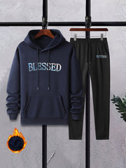 Men's Casual Long Sleeve T Shirt Hooded Sweatshirt & Sweatpants Joggers Set