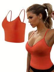 Solid Cami Sports Tank Top Yoga Workout Top Women's Activewear