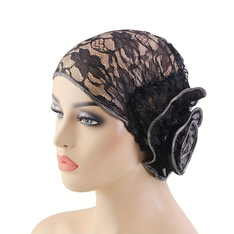 Floral Lace Turban Hat Vintage Breathable Chemo Head Wrap Women