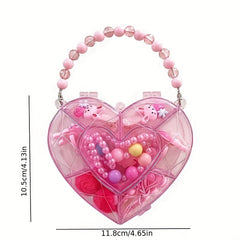 Girls Hair Clips & Ties Set - Birthday Accessory with Heart Shaped Accs