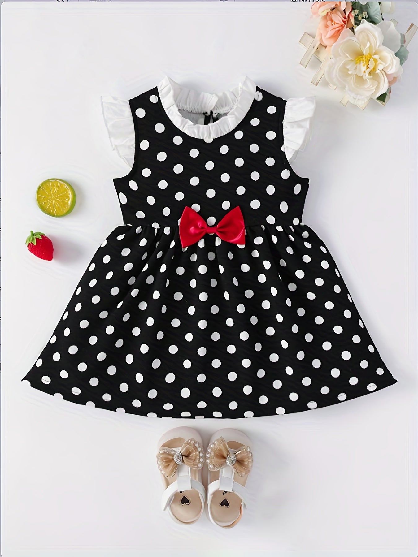 Girls Polka Dot Summer Dress with Bow - Party Birthday Casual Tank Dress