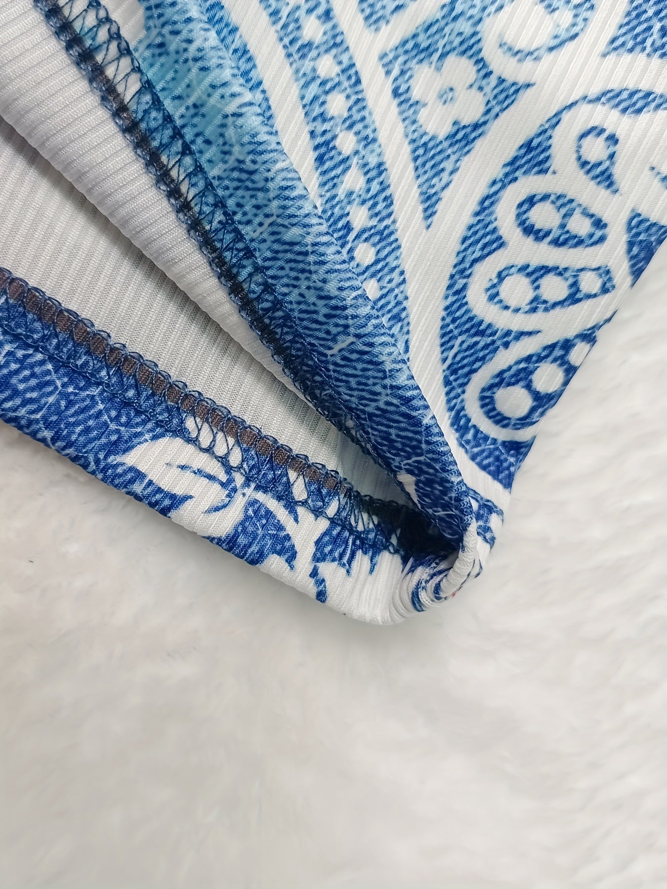 Denim & Floral Print Stretchy Skinny Leggings