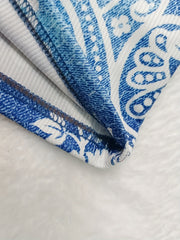 Denim & Floral Print Stretchy Skinny Leggings