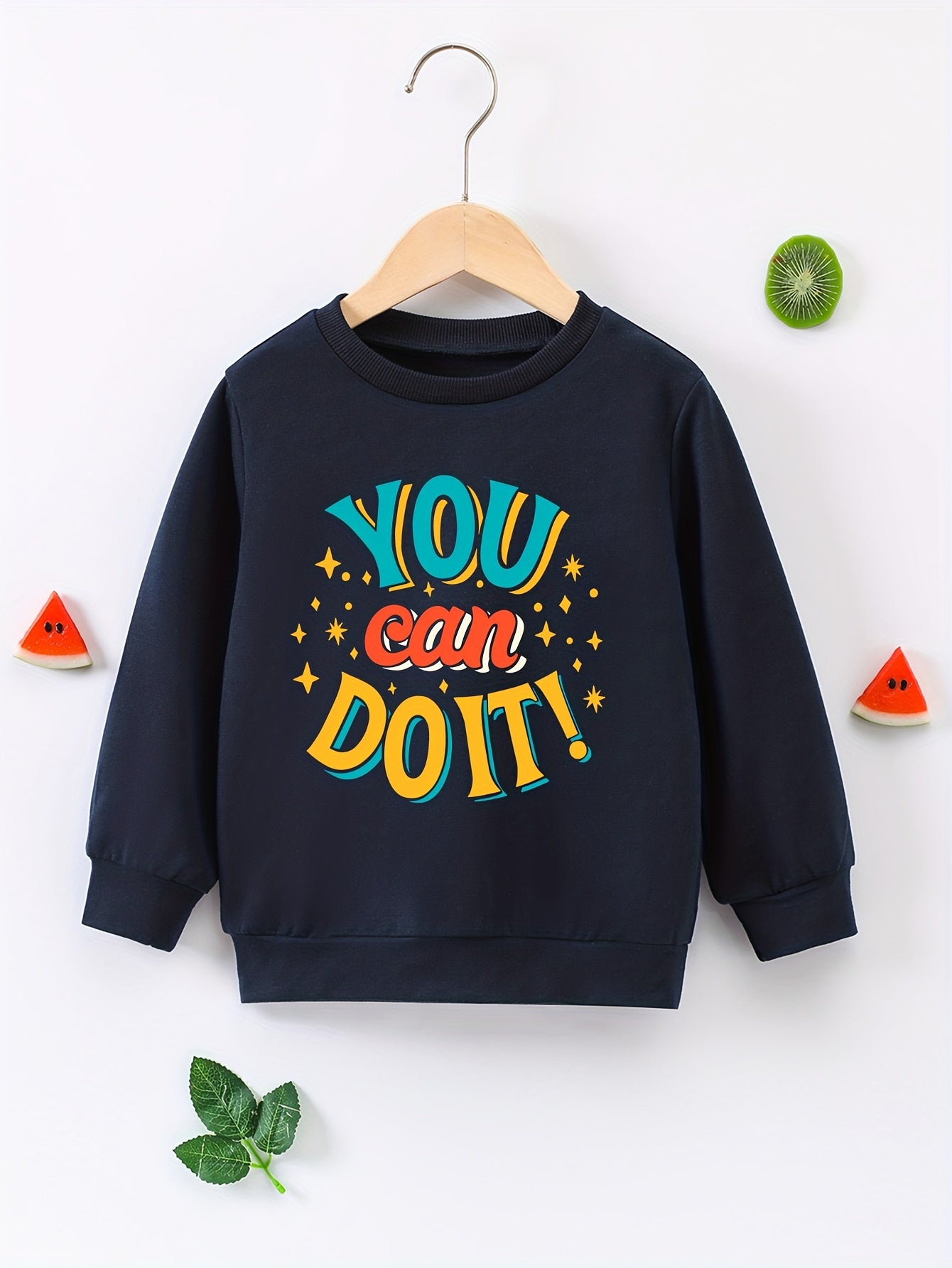 Boys Casual Creative Pullover Sweatshirt Long Sleeve Crew Neck Tops