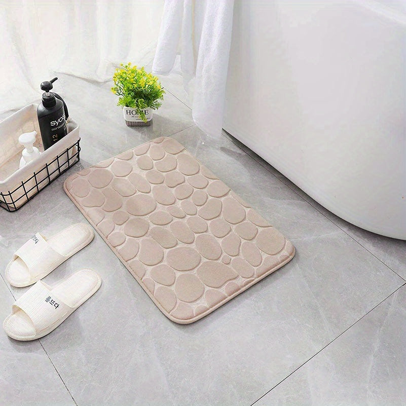 Memory Foam Bath Rug Cobblestone Embossed Bathroom Mat