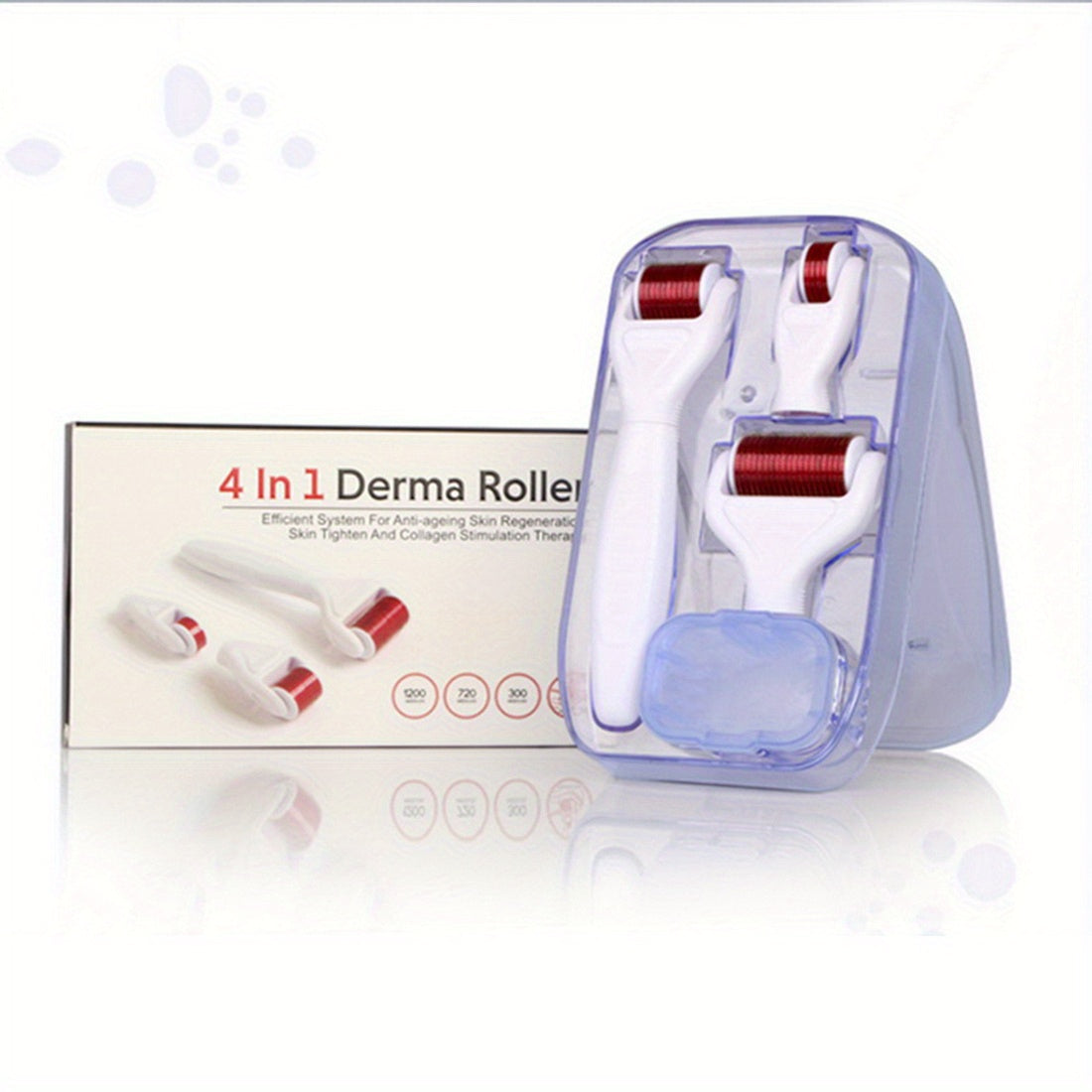 Derma Roller Kit for Face and Body - 3 Heads, Storage Case, Disinfection Tank