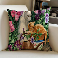 Christmas Halloween Cat Flower Pillowcase Sofa Cushion Home Decor