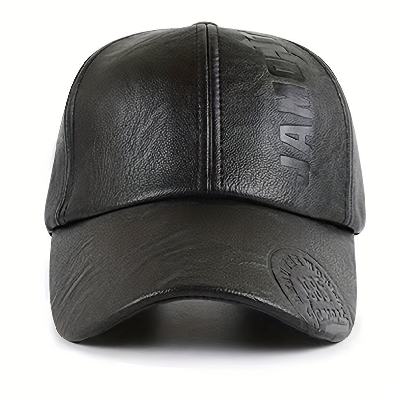 Men's Leather Warm Baseball Cap For Cycling