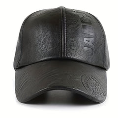Men's Leather Warm Baseball Cap For Cycling