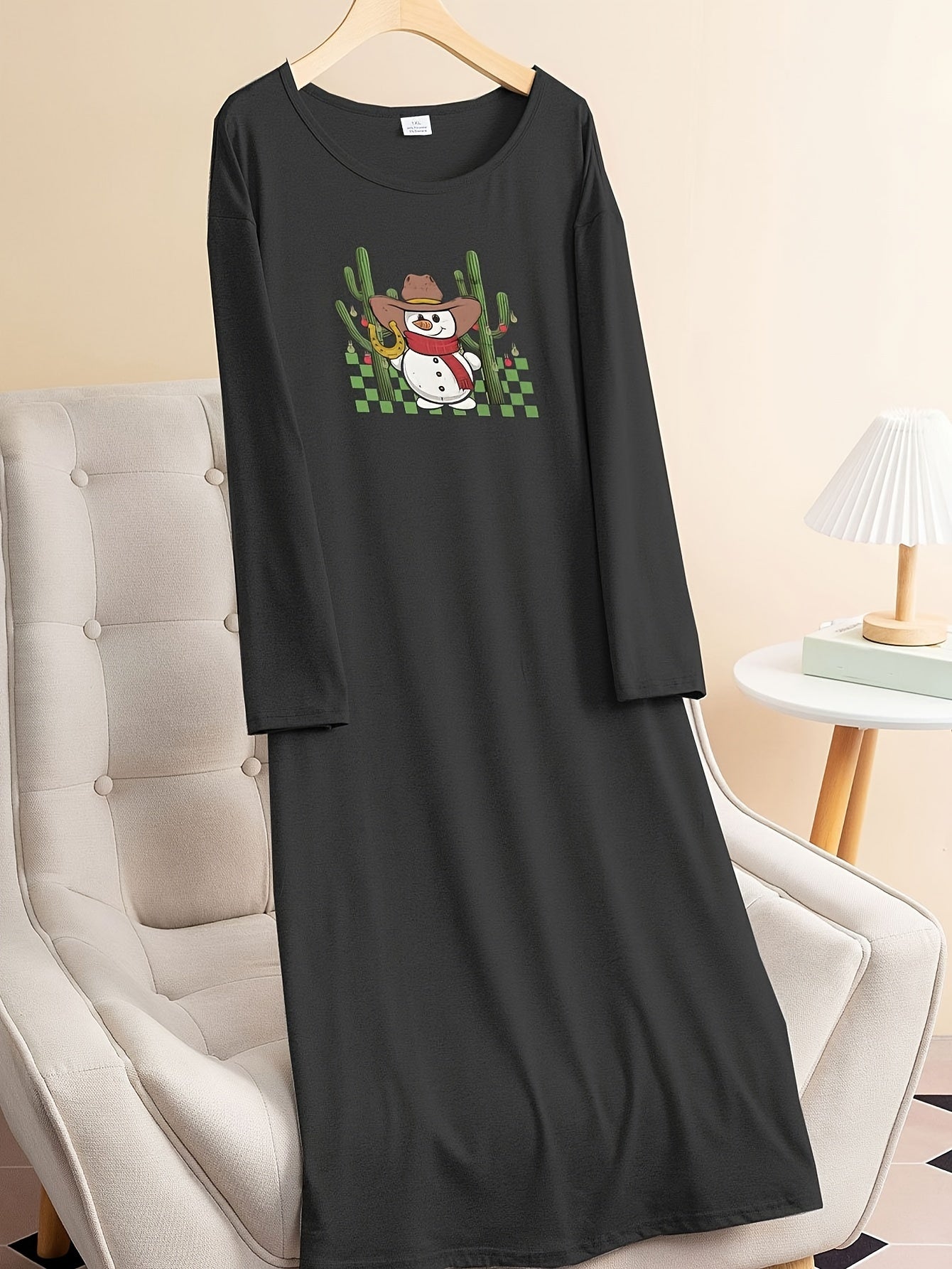 Christmas Lounge Dress Women's Snowman & Cactus Tee