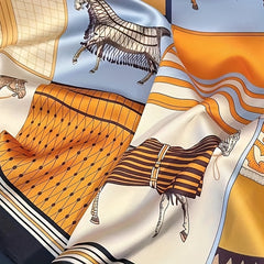 Horse Print Bandana Women Satin Neckerchief Silk Square Scarf