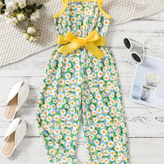 Toddler Girls Daisy Cami Rompers Wide Leg Jumpsuits For Beach Vacation