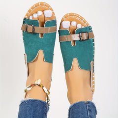 Women's Buckle Strap Flat Sandals - Lightweight Summer Sandals