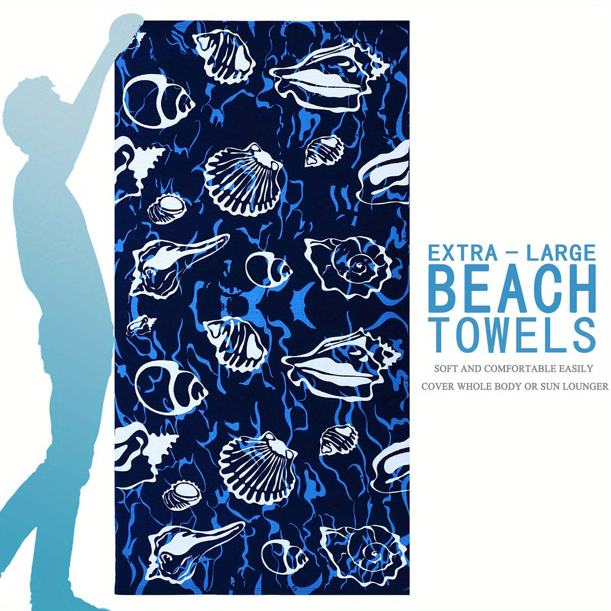 Oversized Printed Beach Towel Quick Drying Lightweight Mat For Vacation Travel