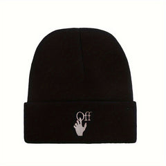 Gesture Letter Embroidery Knitted Beanie Hat Street Autumn Winter Hat