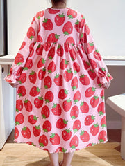 Girl's Floral Nightgown Letter Print Long Sleeve Lace Collar PJ