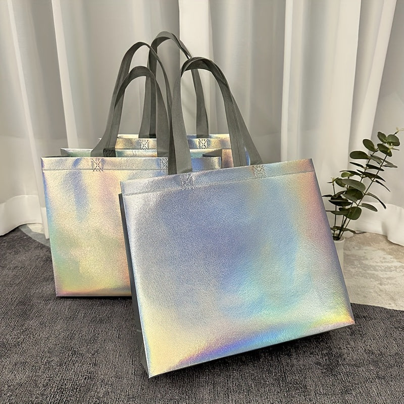 4pcs Laser Tote Bag Non-woven Reusable Gift Bag for Retail Stores