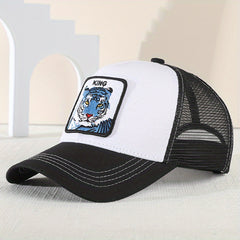 Men's Tiger Embroidered Baseball Cap Summer Mesh Animal Peaked Cap