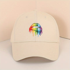 LGBT Rainbow Lip Baseball Cap Gay Pride Unisex Dad Hat Adjustable Sun Hats