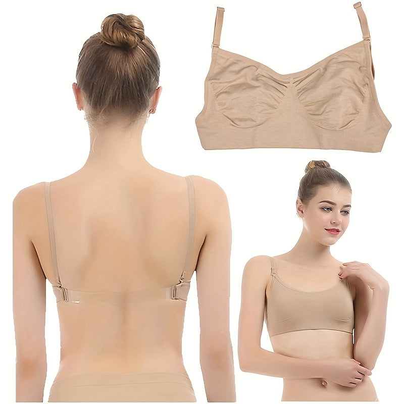 Seamless Dance Bra with Clear Back Straps