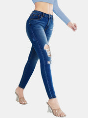 High Waist Skinny Jeans Slim Fit Distressed Denim Pants