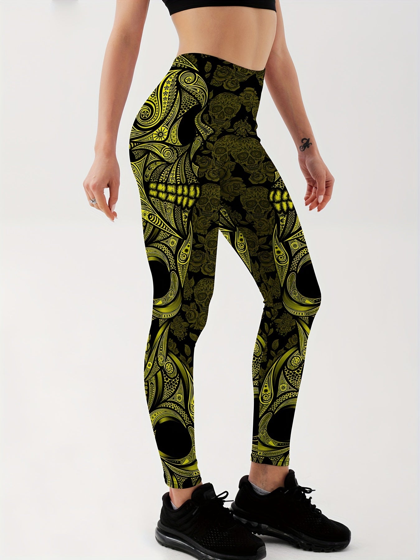 Skull Graphic Yoga Running Leggings Women's Activewear