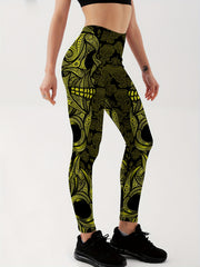 Skull Graphic Yoga Running Leggings Women's Activewear