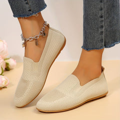 Women's Knit Mesh Slip On Flat Shoes Lightweight & Comfortable