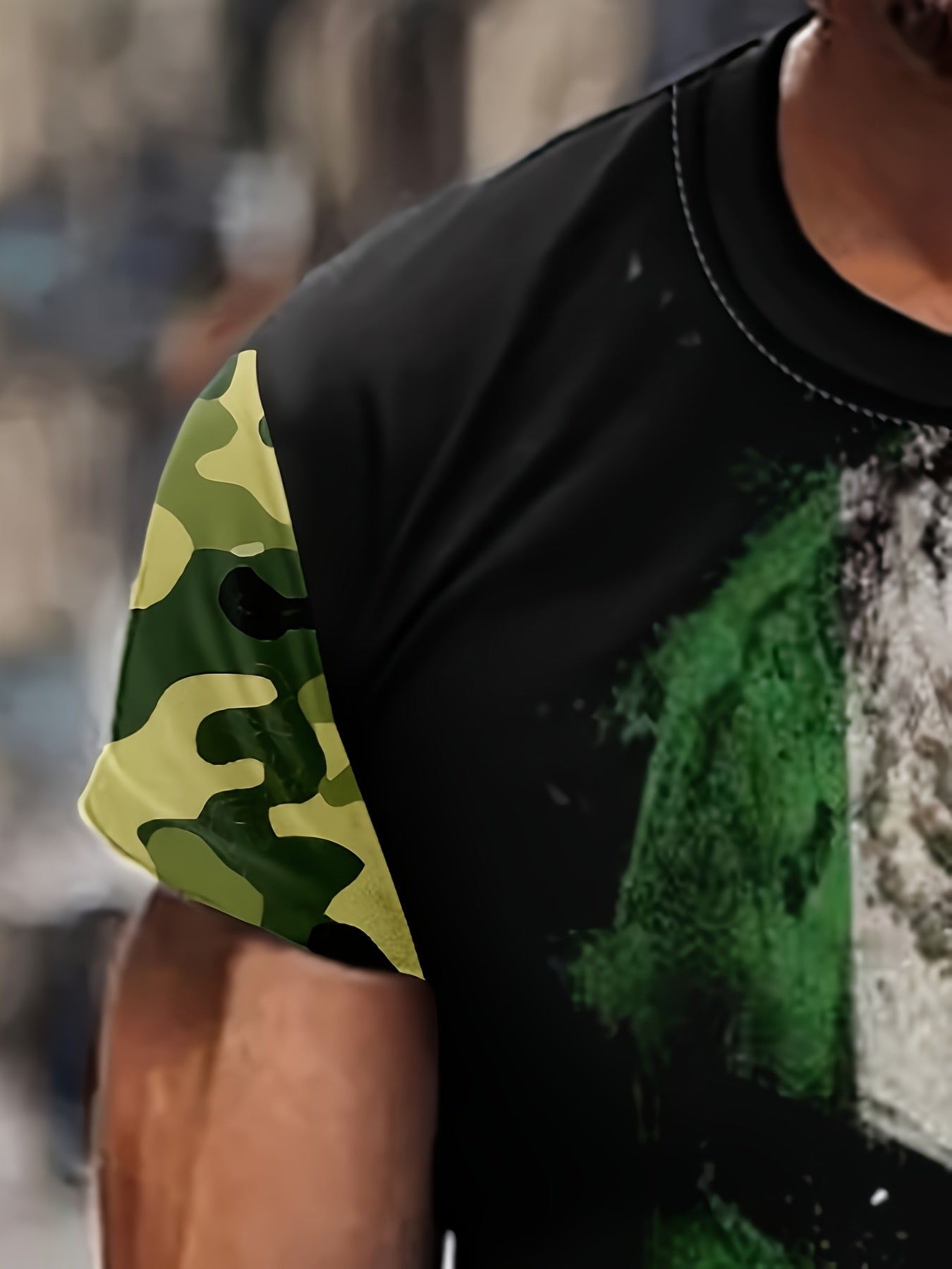 Helmet Pattern Print Men's Short Sleeve T-shirt Graphic Tee