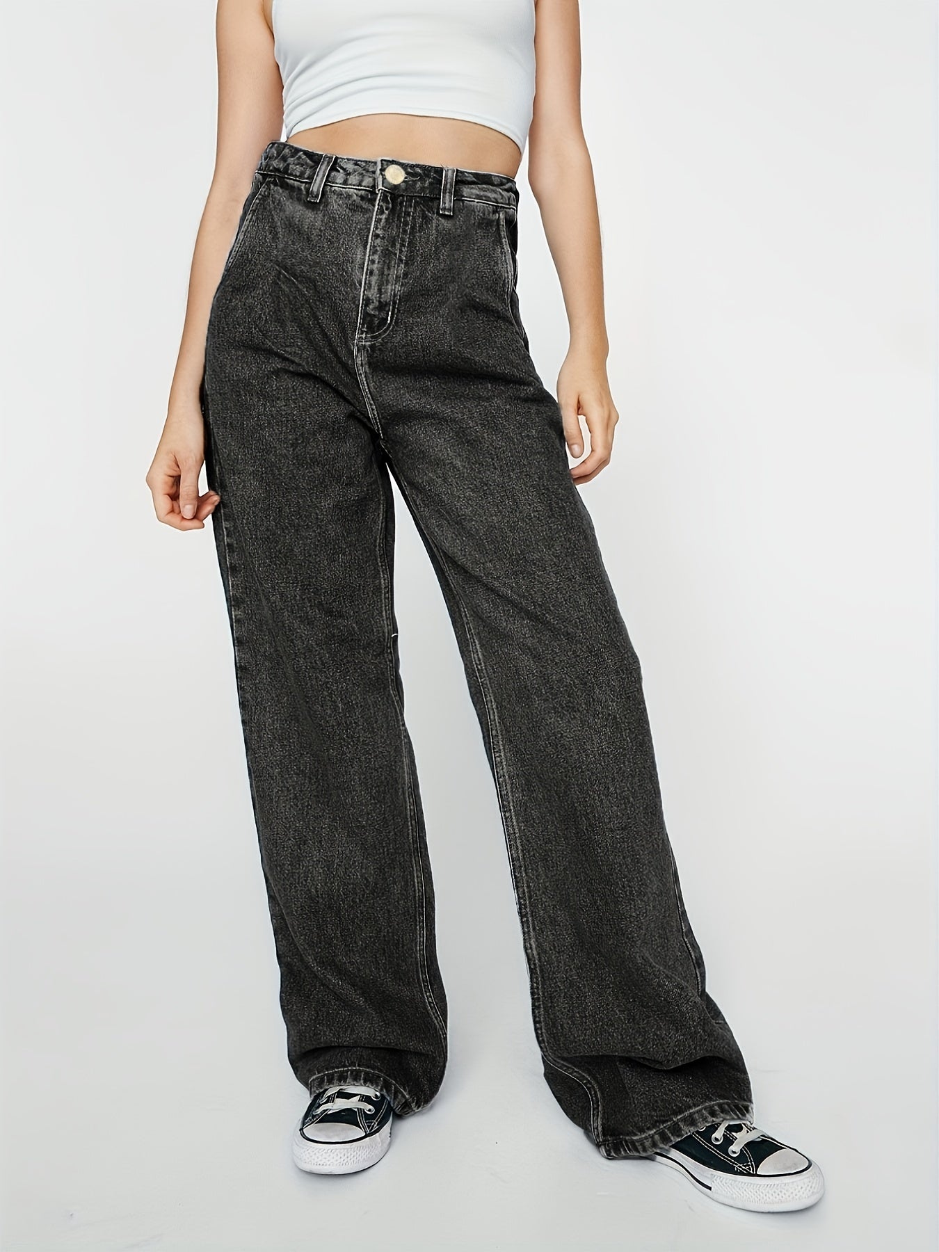 High Waist Straight Jeans Loose Fit Street Style Baggy Denim Pants