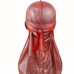 Sparkly Satin Durags Elastic Turban Head Wraps Hip Hop Solid Bandanas