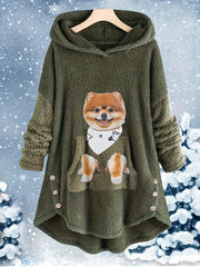 Dog Print Fleece Hoodie & Pants Set
