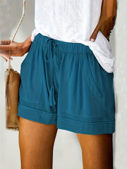 Drawstring Waist Patched Pocket Shorts Casual Summer Shorts