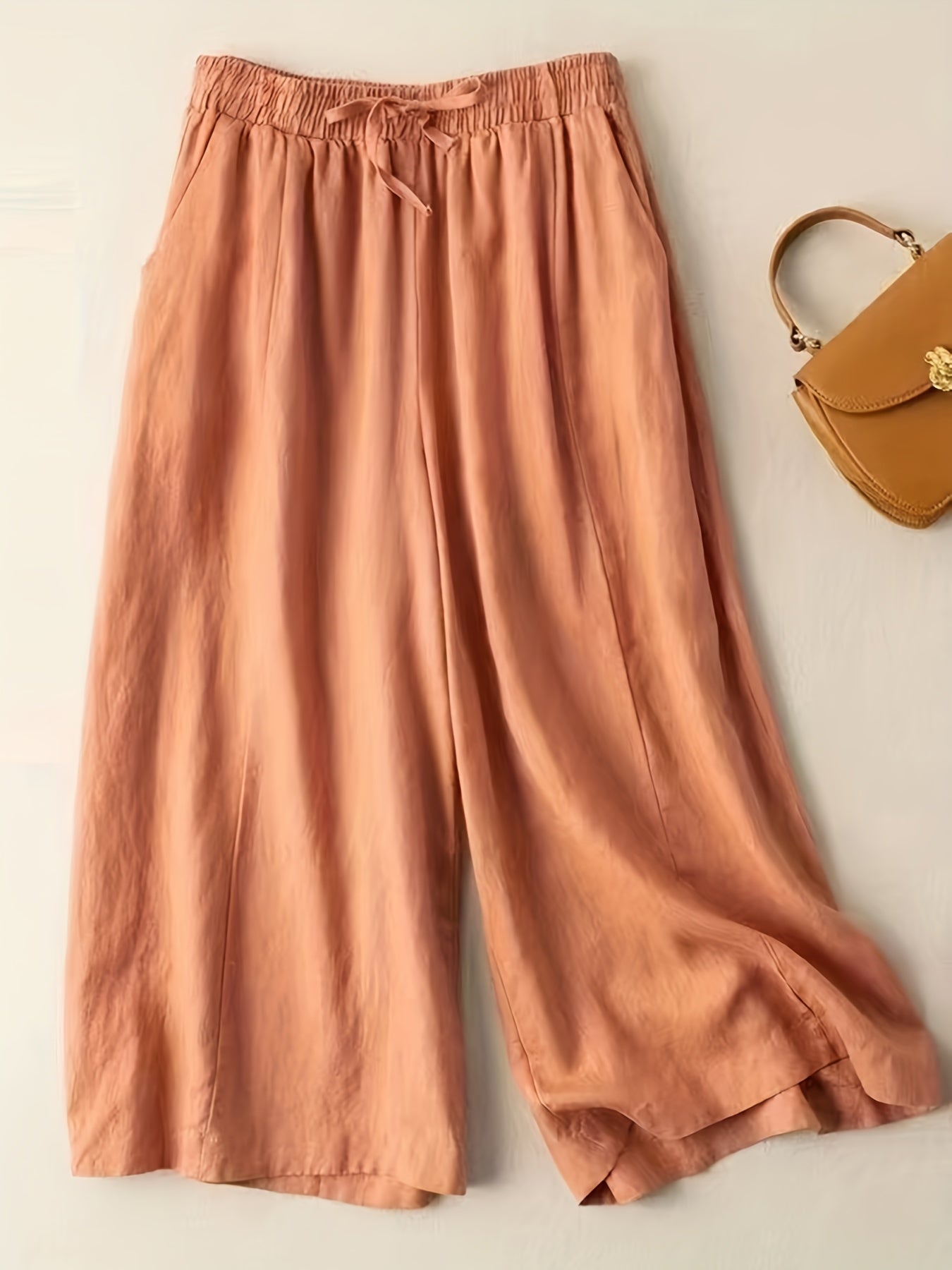 Wide Leg Drawstring Capris Pants for Women