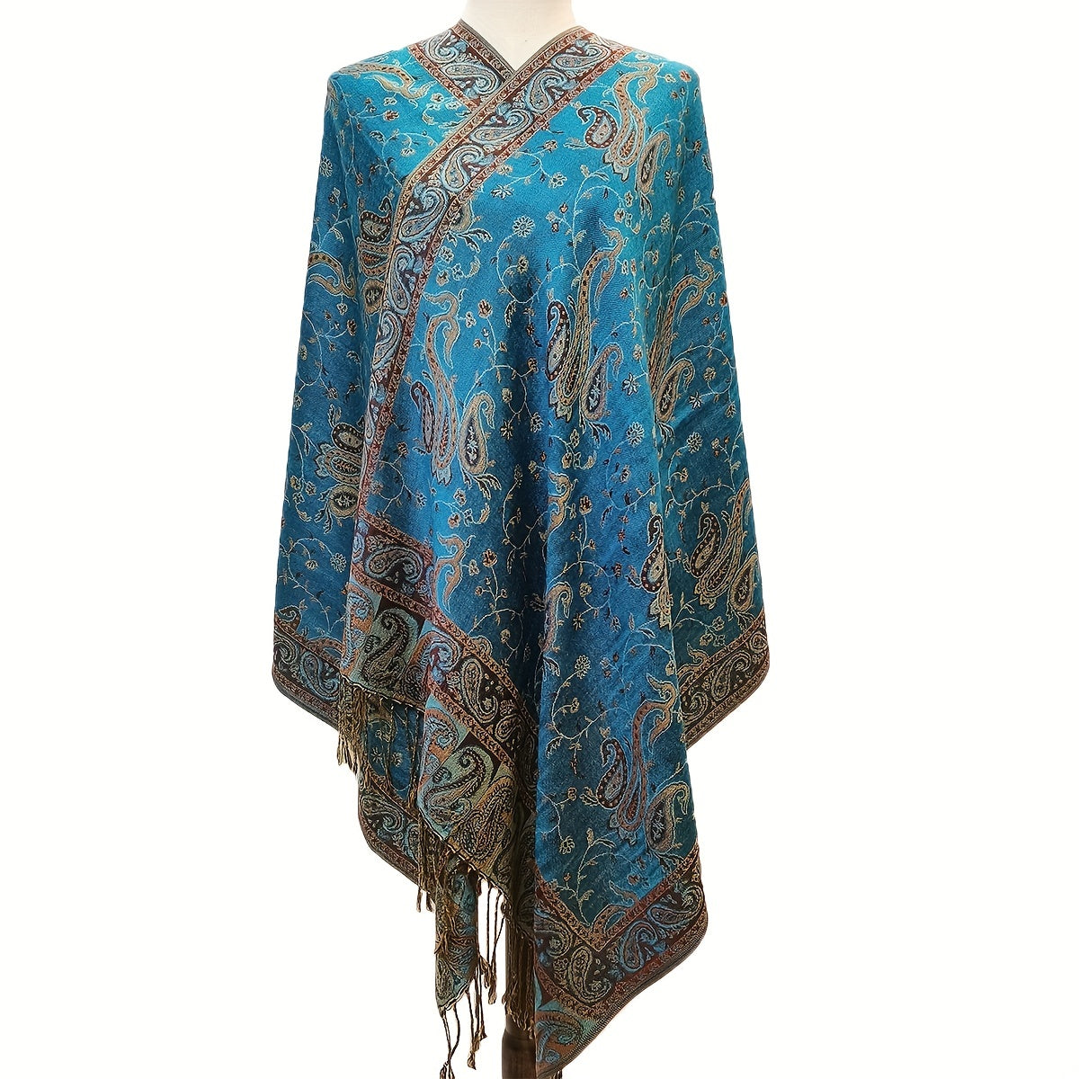 Large Blanket Shawl Jacquard Paisley Prints Tassel Long Scarf Women Warm Wrap