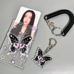 Crystal Butterfly Keychain Acrylic Card Cover Pendant 1 Pack