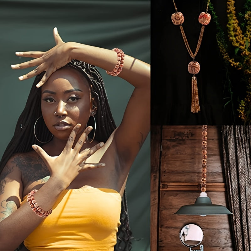 100pcs African Wooden Beads Hair Mix Tassel Beads Hair Braids