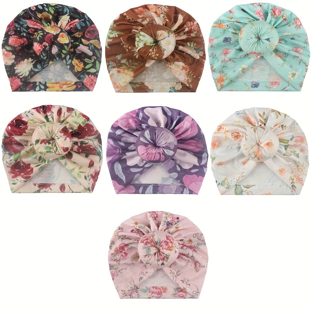 Printed Bun Head Baby Headscarf And Hat 0-3 Years Old Baby Supplies