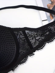 Floral Lace Push Up Bra Sexy Contrast Lace Bow Tie Underwire Bra