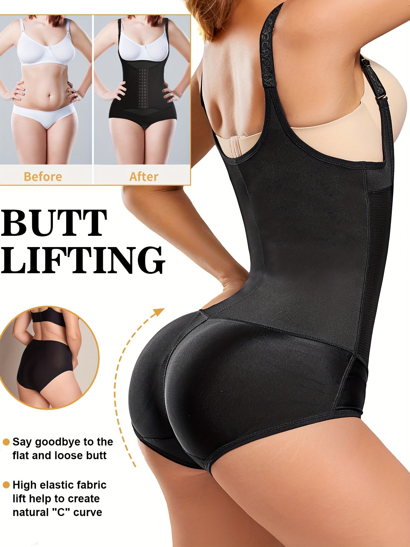 Front Buckle Shaping Bodysuit Tummy Control Butt Lifting Slimmer Body Shaper
