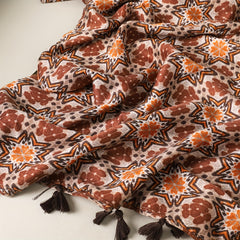 Boho Tassel Scarf Vintage Floral Print Shawl