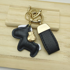 Pony Decorative Keychain Faux Leather Keyring Gift Men Women